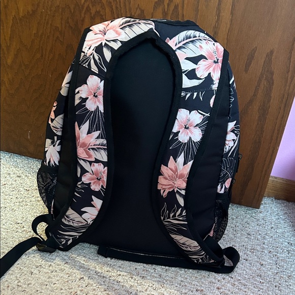 Roxy Black and Pink Floral Backpack - Picture 2 of 2